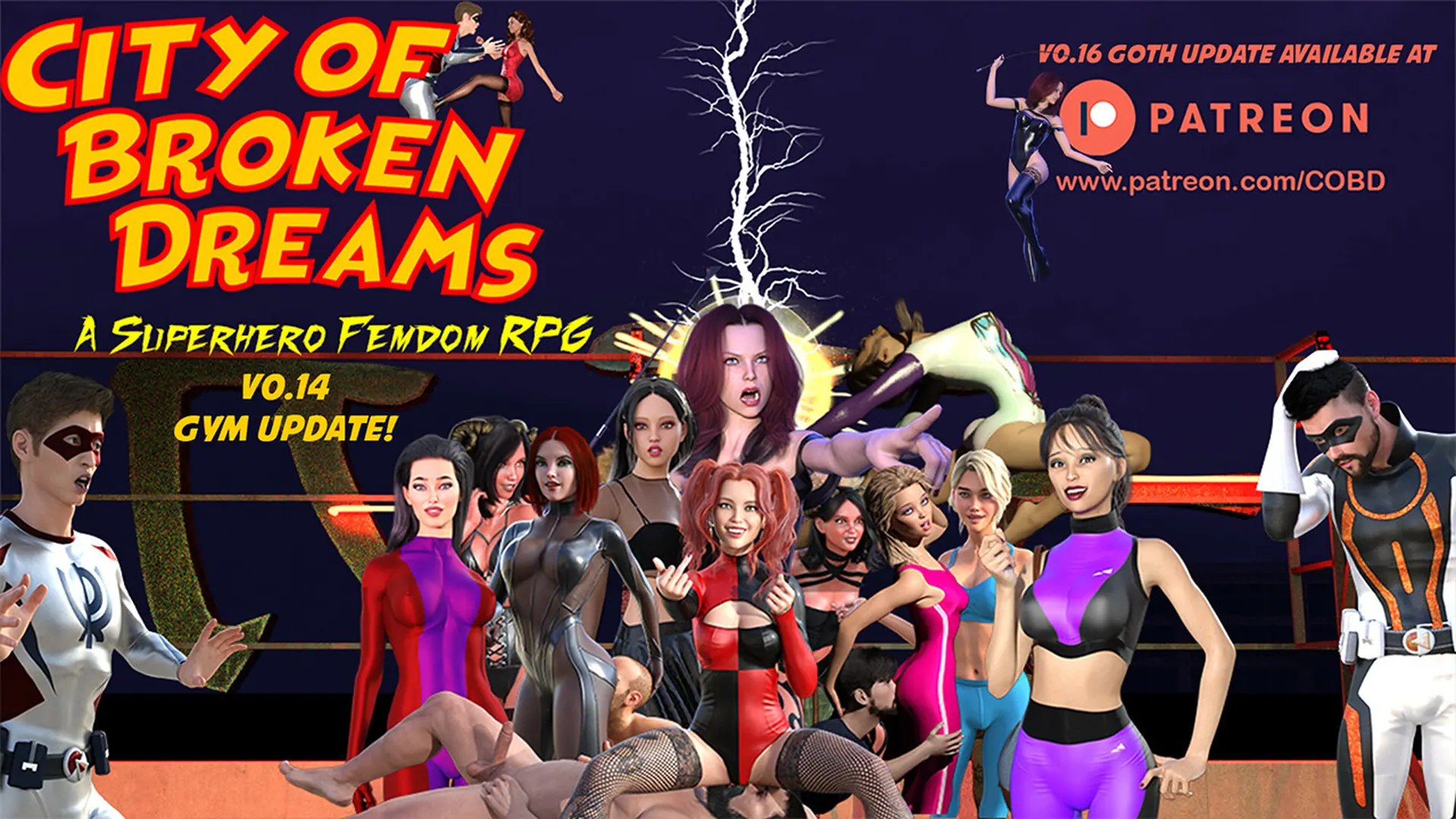 City of Broken Dreams: A Superhero Femdom RPG Banner